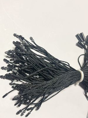 Evrensel Siyah Asma Etiketi İp Bağlayıcıları Logo Bedava Silindrik Üç Işıklı Naylon İpi
