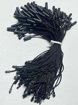 Evrensel Siyah Asma Etiketi İp Bağlayıcıları Logo Bedava Silindrik Üç Işıklı Naylon İpi